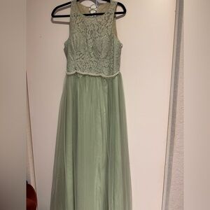Azazie Sage Green Lace Maxi Dress